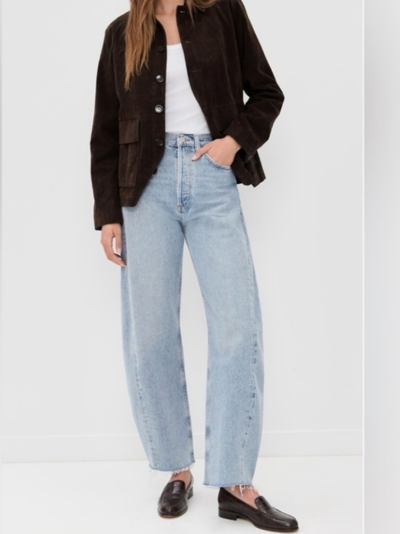 Agolde Light Wash Blue Wide Leg Jeans